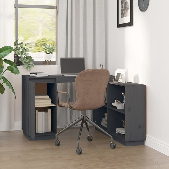 skrivebord 110x50x75 cm massivt fyrretræ grå