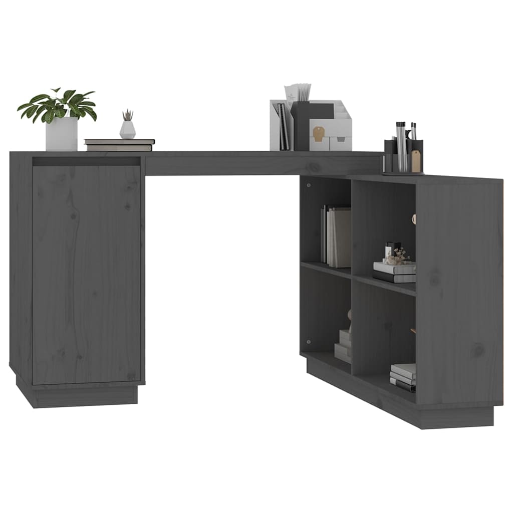 skrivebord 110x50x75 cm massivt fyrretræ grå