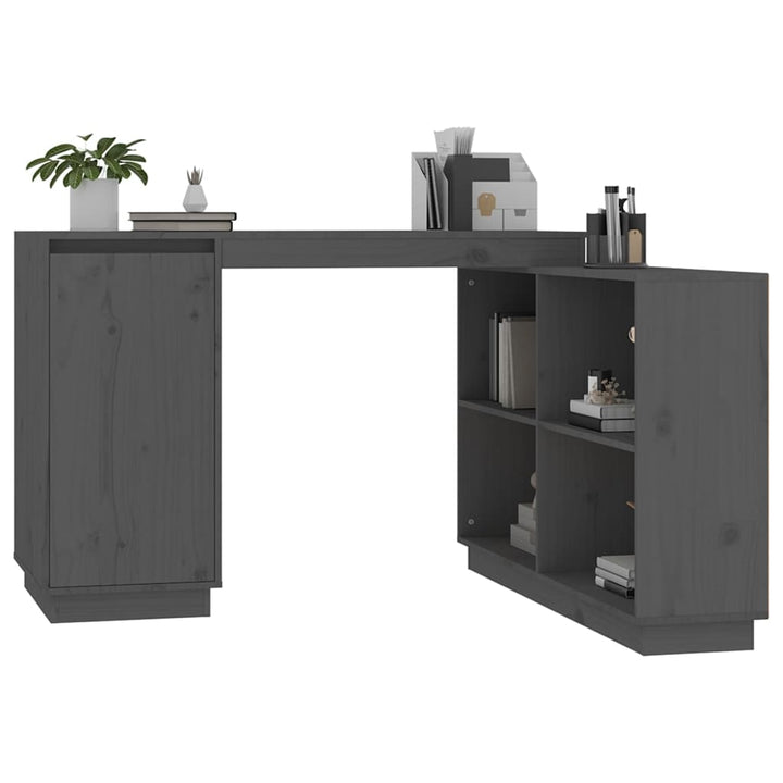 skrivebord 110x50x75 cm massivt fyrretræ grå