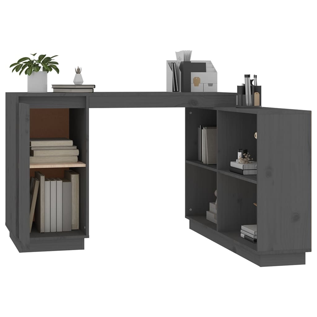 skrivebord 110x50x75 cm massivt fyrretræ grå