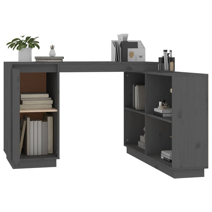 skrivebord 110x50x75 cm massivt fyrretræ grå
