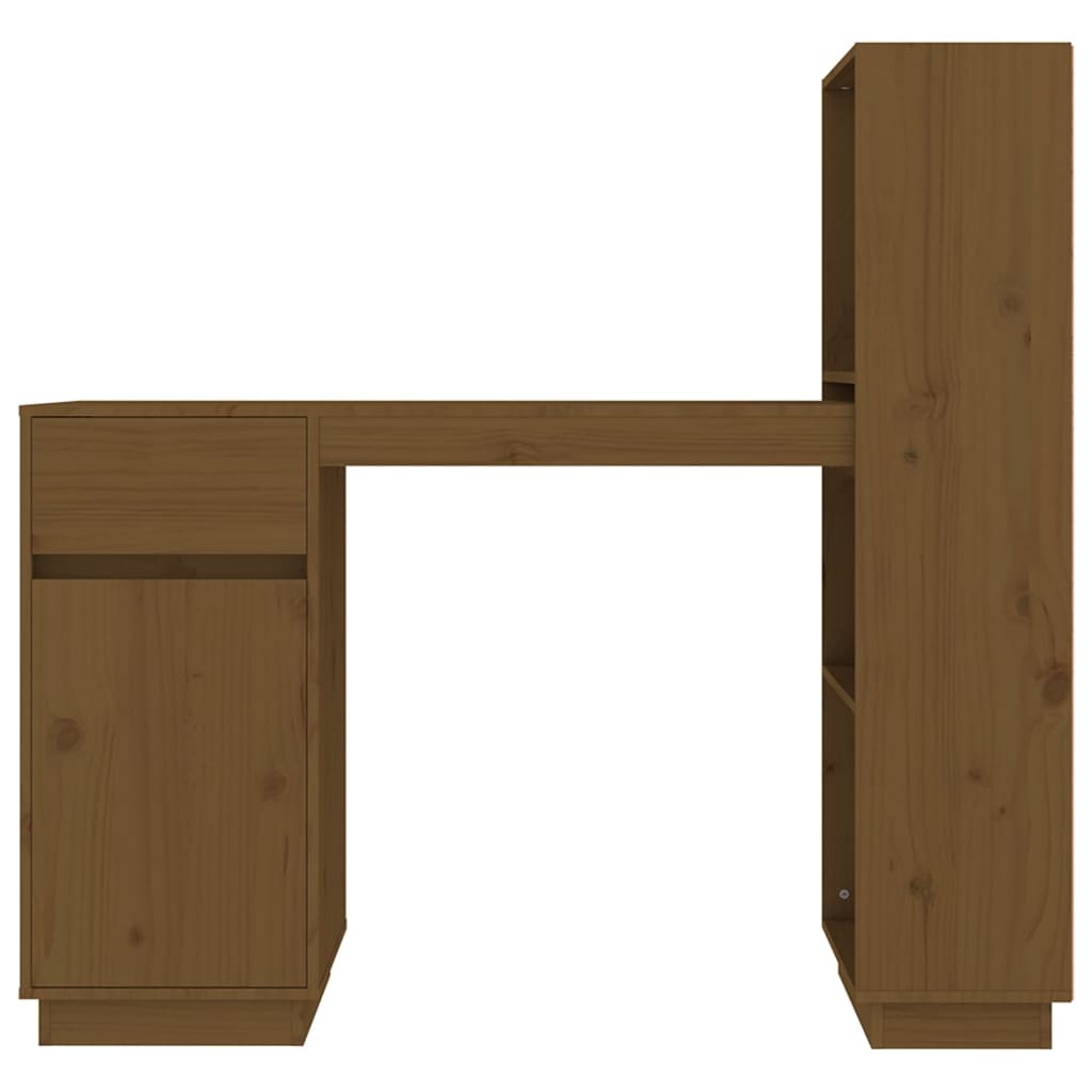 skrivebord 110x53x117 cm massivt fyrretræ gyldenbrun