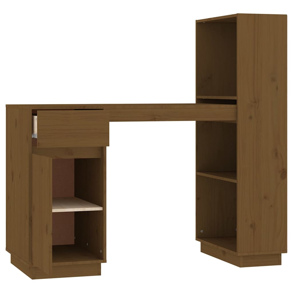 skrivebord 110x53x117 cm massivt fyrretræ gyldenbrun