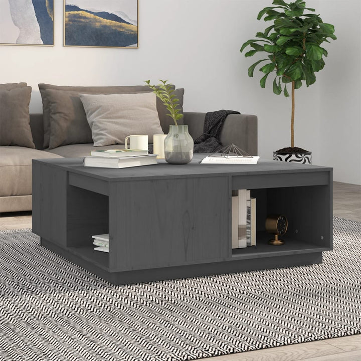 sofabord 100x101x40,5 cm massivt fyrretræ grå