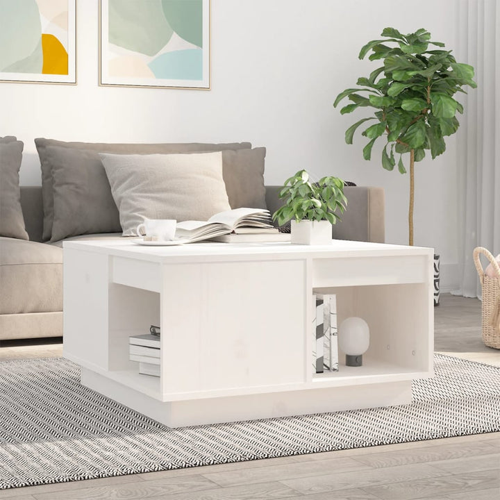 sofabord 60x61x32,5 cm massivt fyrretræ hvid