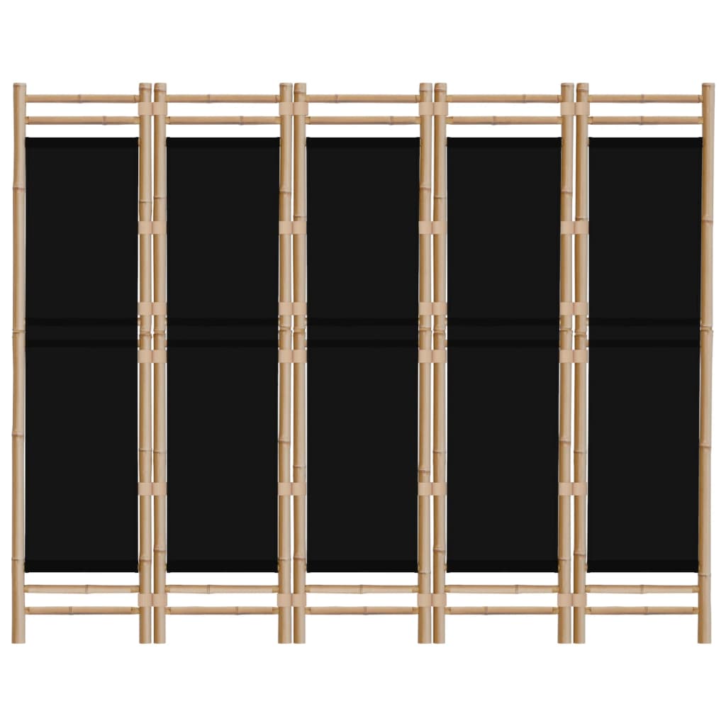 5-panels rumdeler 200 cm foldbar bambus og kanvas