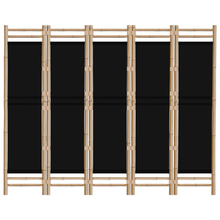 5-panels rumdeler 200 cm foldbar bambus og kanvas
