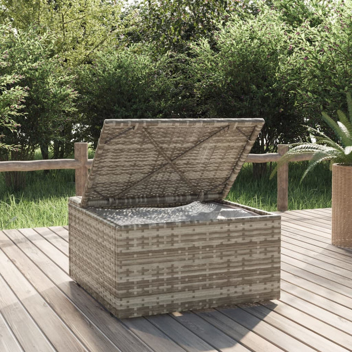 fodskammel med hynde til haven 55x55x30 cm polyrattan grå