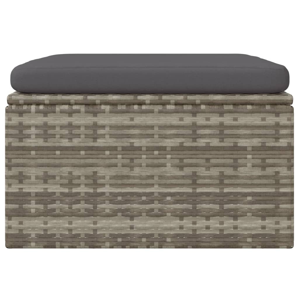 fodskammel med hynde til haven 55x55x30 cm polyrattan grå