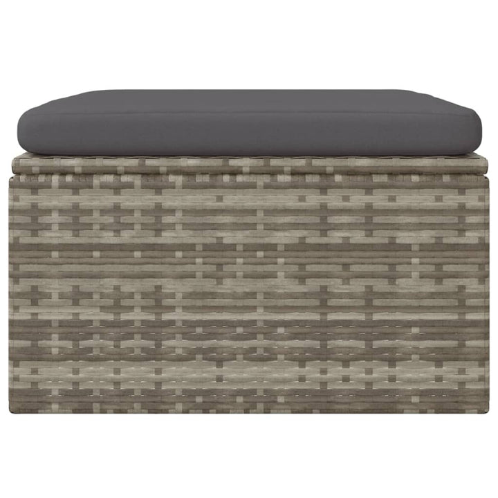fodskammel med hynde til haven 55x55x30 cm polyrattan grå