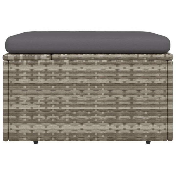 fodskammel med hynde til haven 55x55x30 cm polyrattan grå
