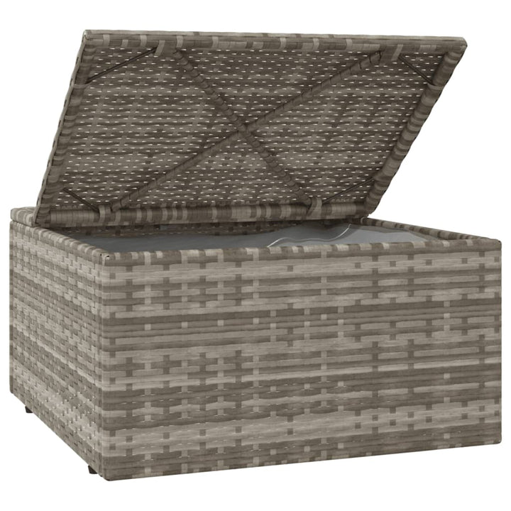 fodskammel med hynde til haven 55x55x30 cm polyrattan grå