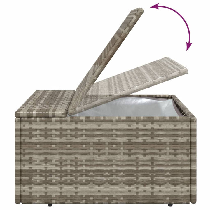 fodskammel med hynde til haven 55x55x30 cm polyrattan grå