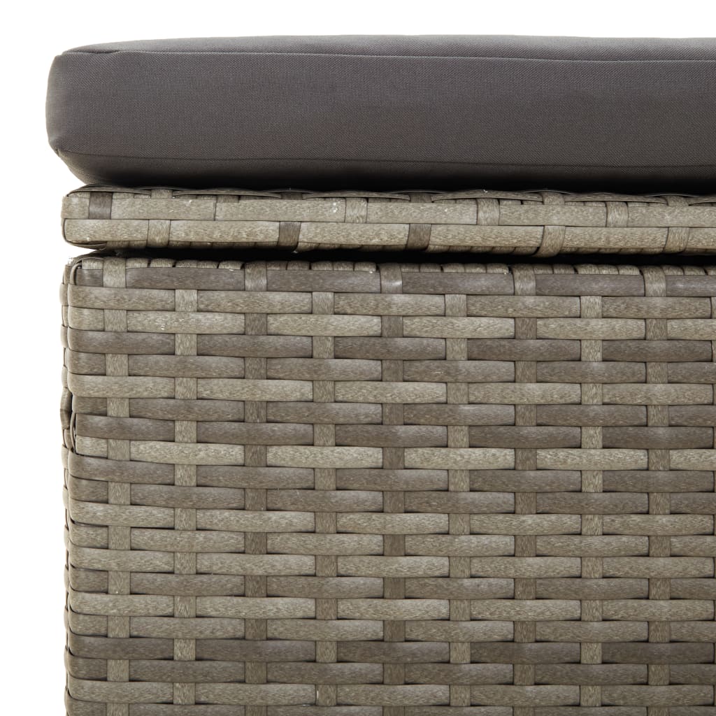 fodskammel med hynde til haven 55x55x30 cm polyrattan grå