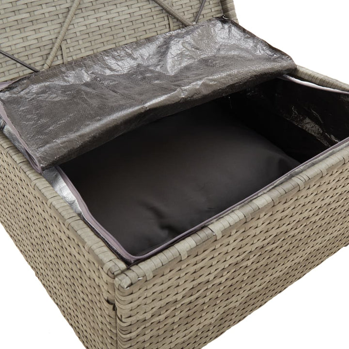 fodskammel med hynde til haven 55x55x30 cm polyrattan grå