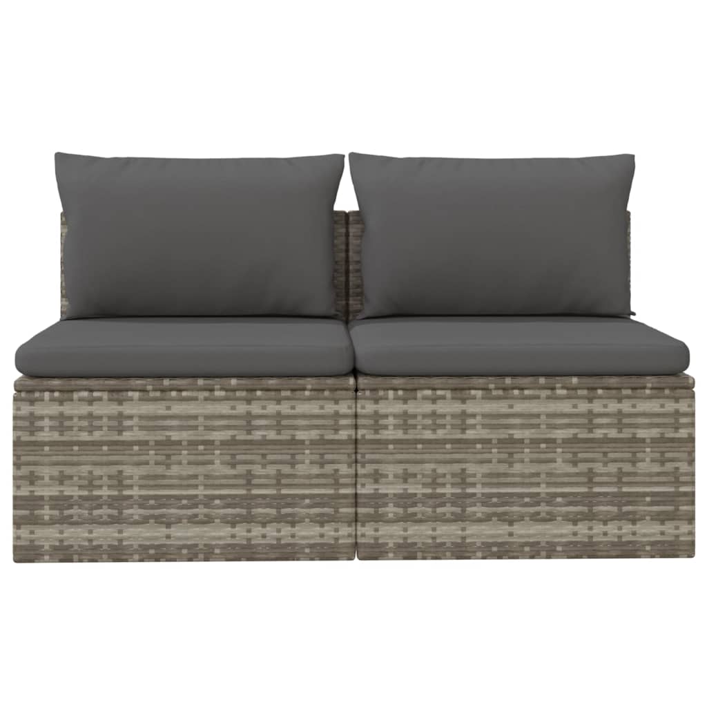 2-personers havesofa med hynde polyrattan grå