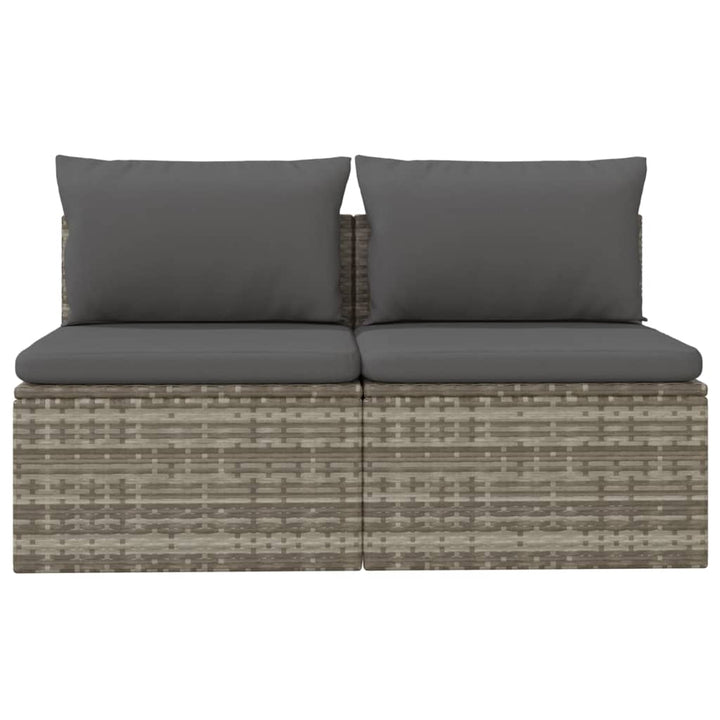 2-personers havesofa med hynde polyrattan grå