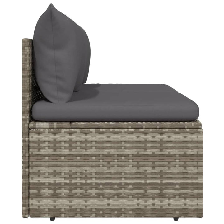 2-personers havesofa med hynde polyrattan grå