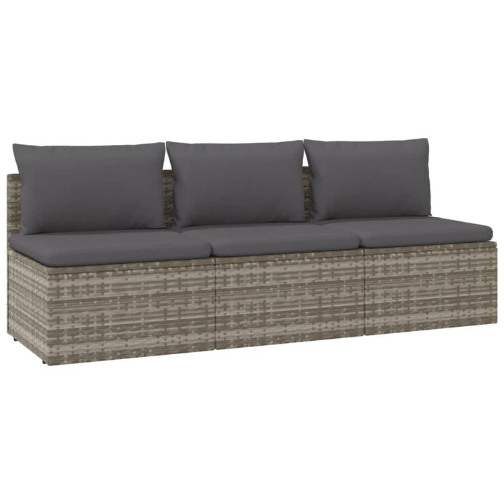 3-personers havesofa med hynder polyrattan grå