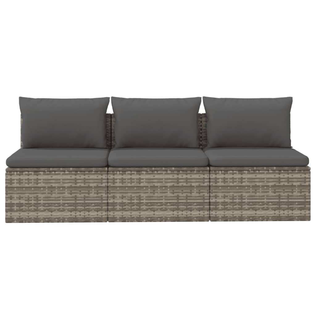 3-personers havesofa med hynder polyrattan grå