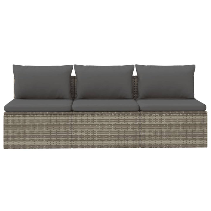 3-personers havesofa med hynder polyrattan grå