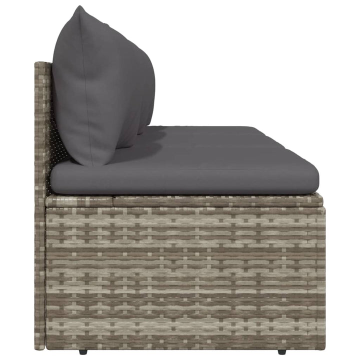 3-personers havesofa med hynder polyrattan grå