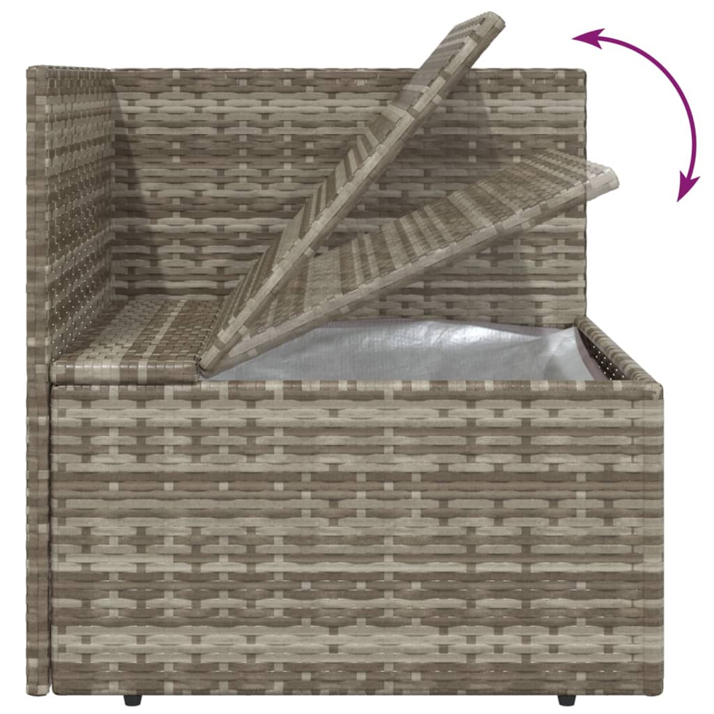 loungesæt til haven 3 dele med hynder polyrattan grå