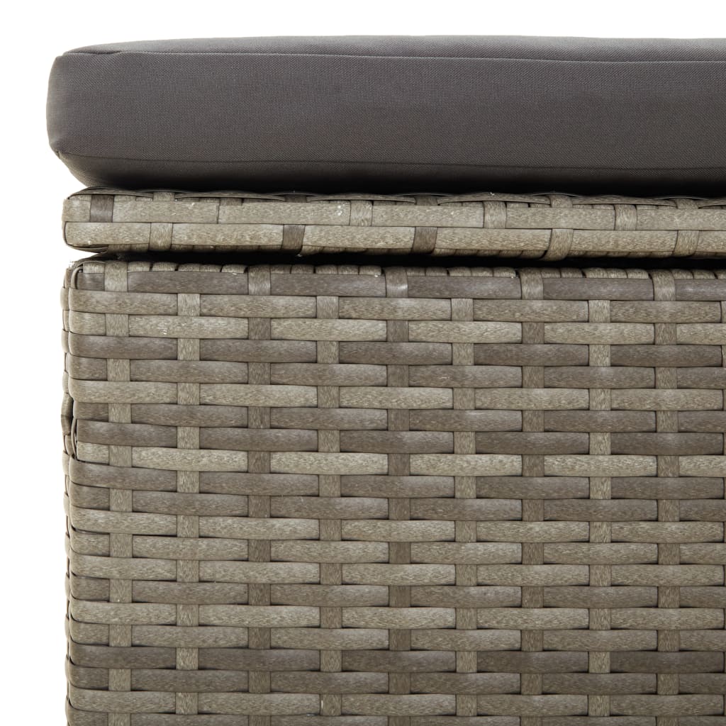 loungesæt til haven 3 dele med hynder polyrattan grå