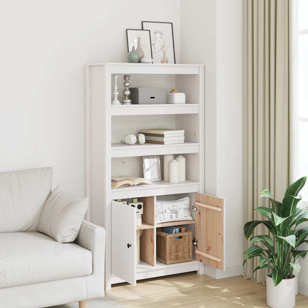 skab 80x35x154 cm massivt fyrretræ hvid