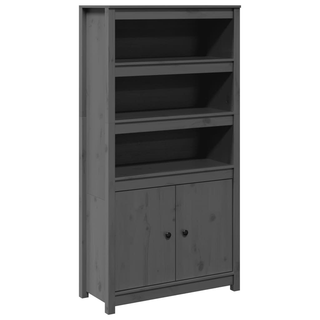skab 80x35x154 cm massivt fyrretræ grå
