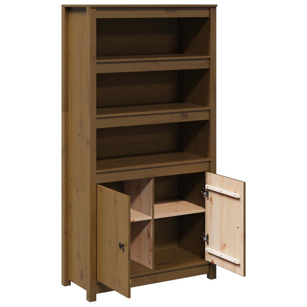 skab 80x35x154 cm massivt fyrretræ gyldenbrun