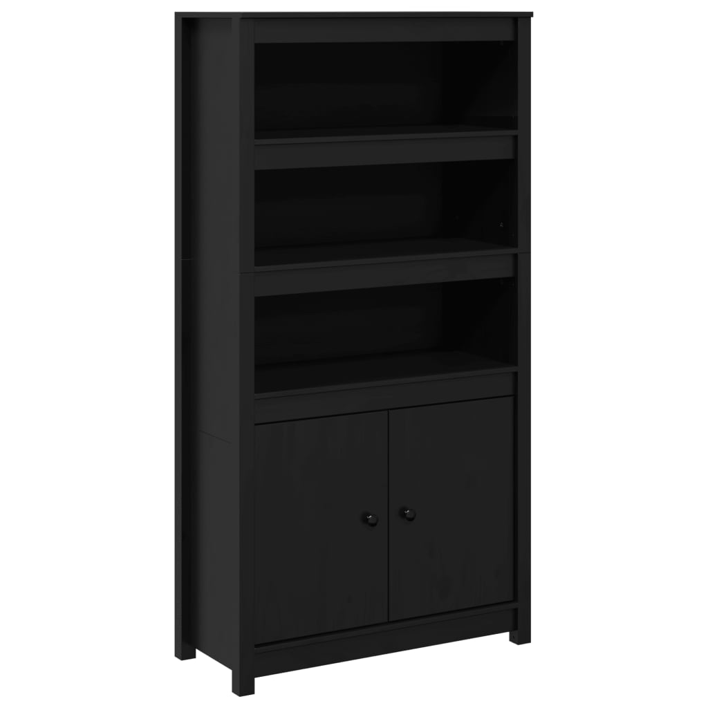 skab 80x35x154 cm massivt fyrretræ sort