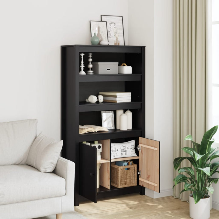 skab 80x35x154 cm massivt fyrretræ sort