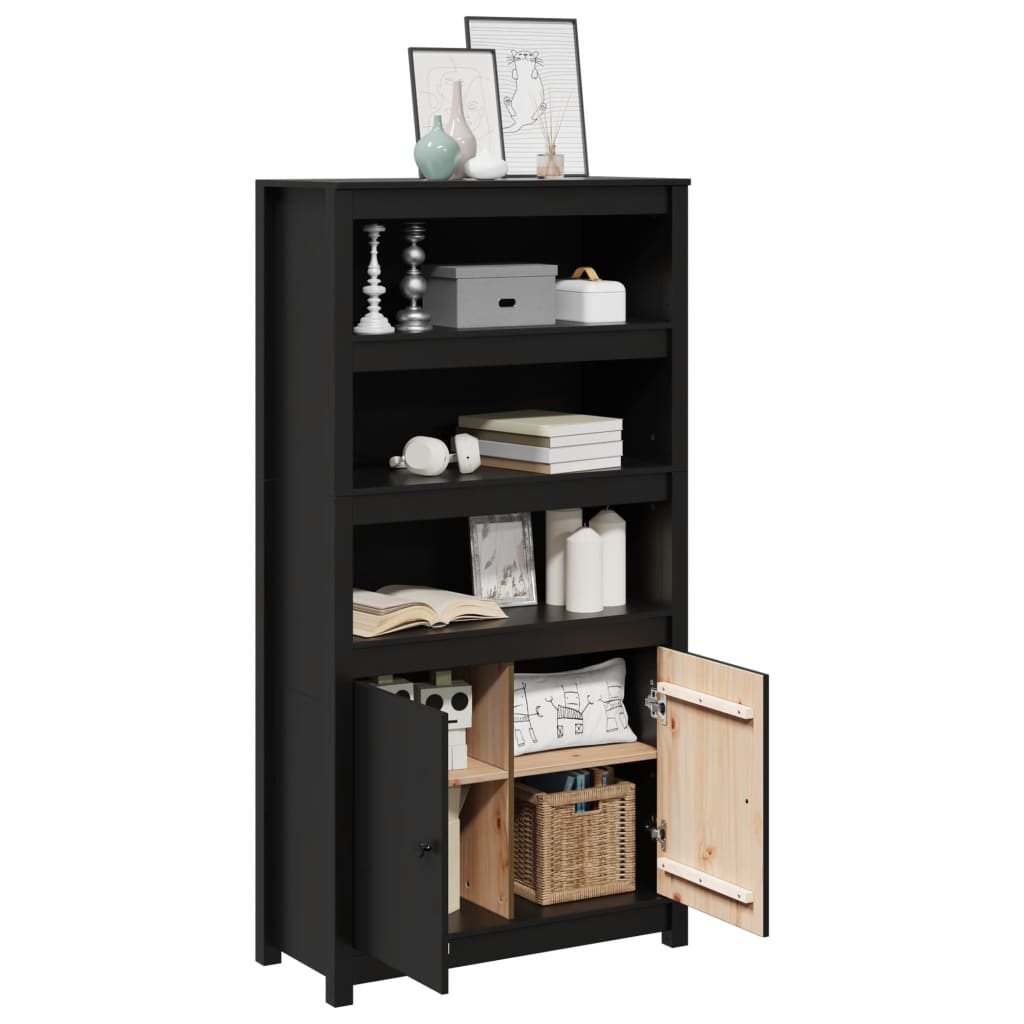 skab 80x35x154 cm massivt fyrretræ sort