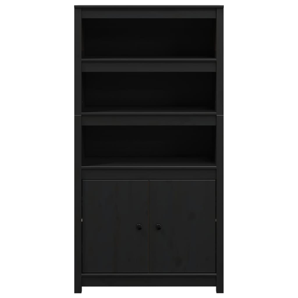 skab 80x35x154 cm massivt fyrretræ sort
