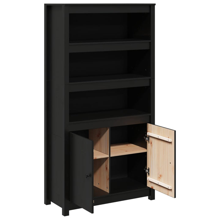 skab 80x35x154 cm massivt fyrretræ sort