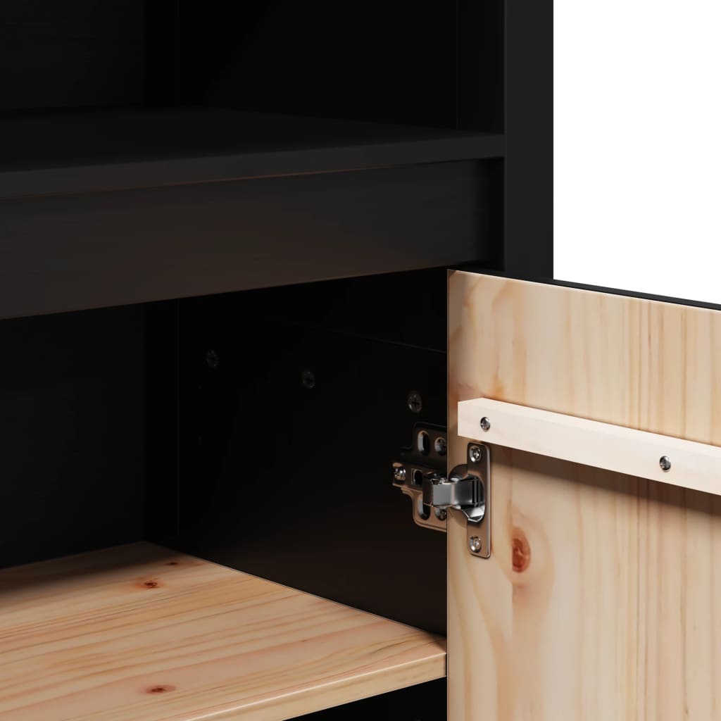 skab 80x35x154 cm massivt fyrretræ sort