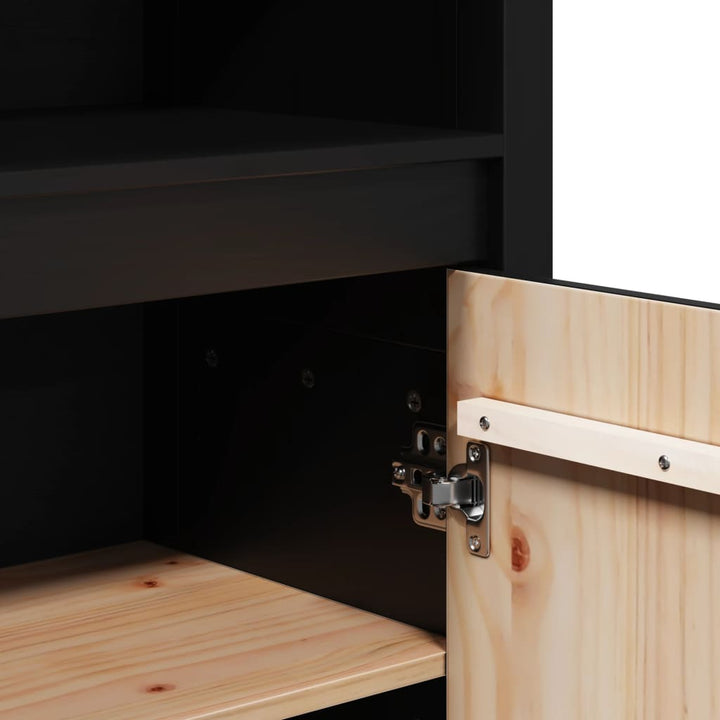 skab 80x35x154 cm massivt fyrretræ sort