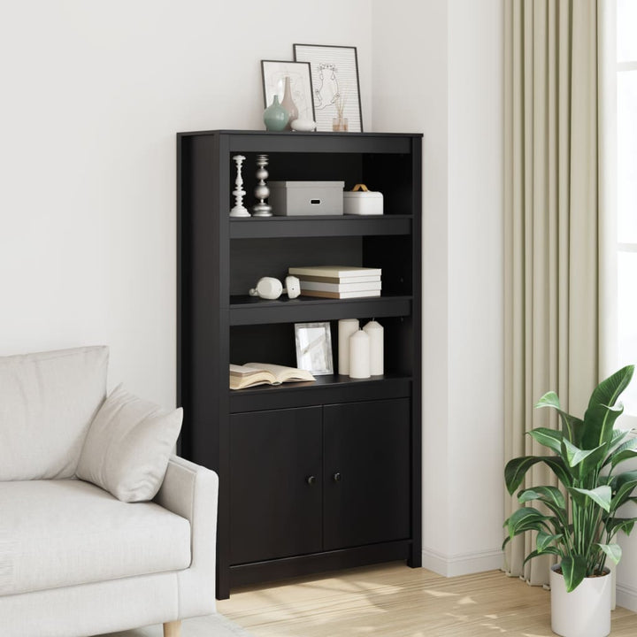 skab 80x35x154 cm massivt fyrretræ sort