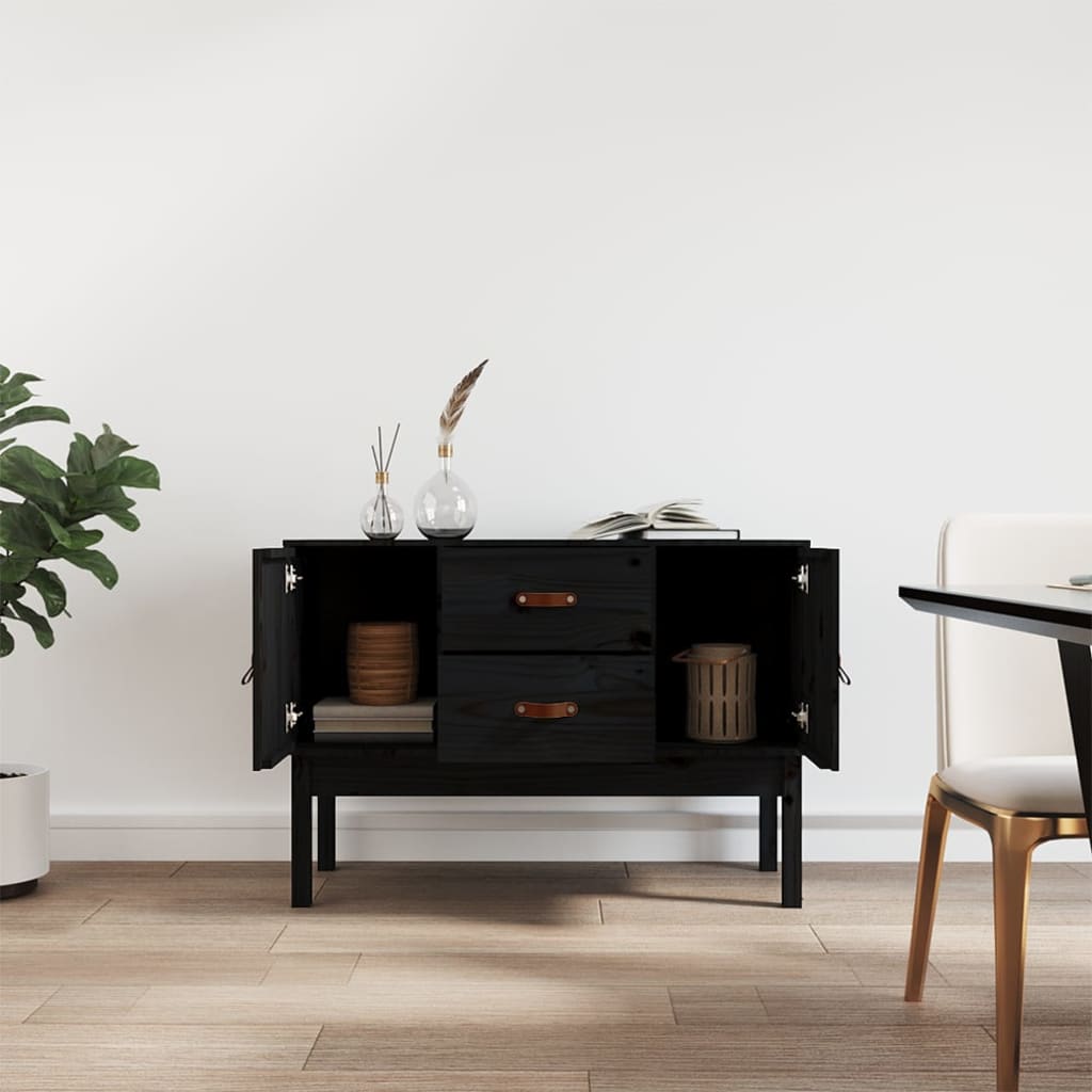 skænk 110x40x78 cm massivt fyrretræ sort