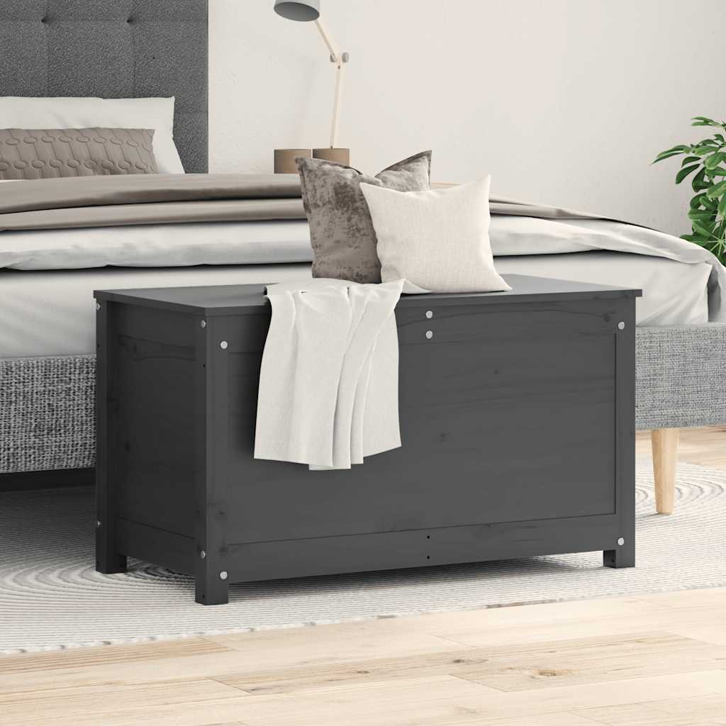 opbevaringskasse 80x40x45,5 cm massivt fyrretræ grå