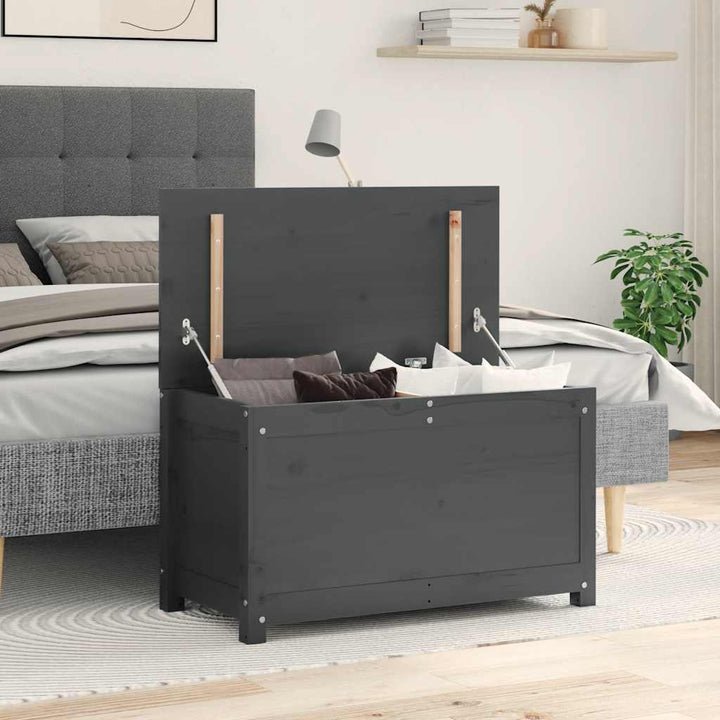 opbevaringskasse 80x40x45,5 cm massivt fyrretræ grå