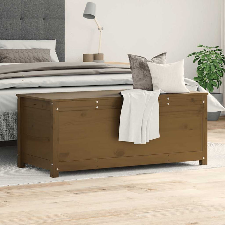 opbevaringskasse 110x50x45,5 cm massivt fyrretræ gyldenbrun