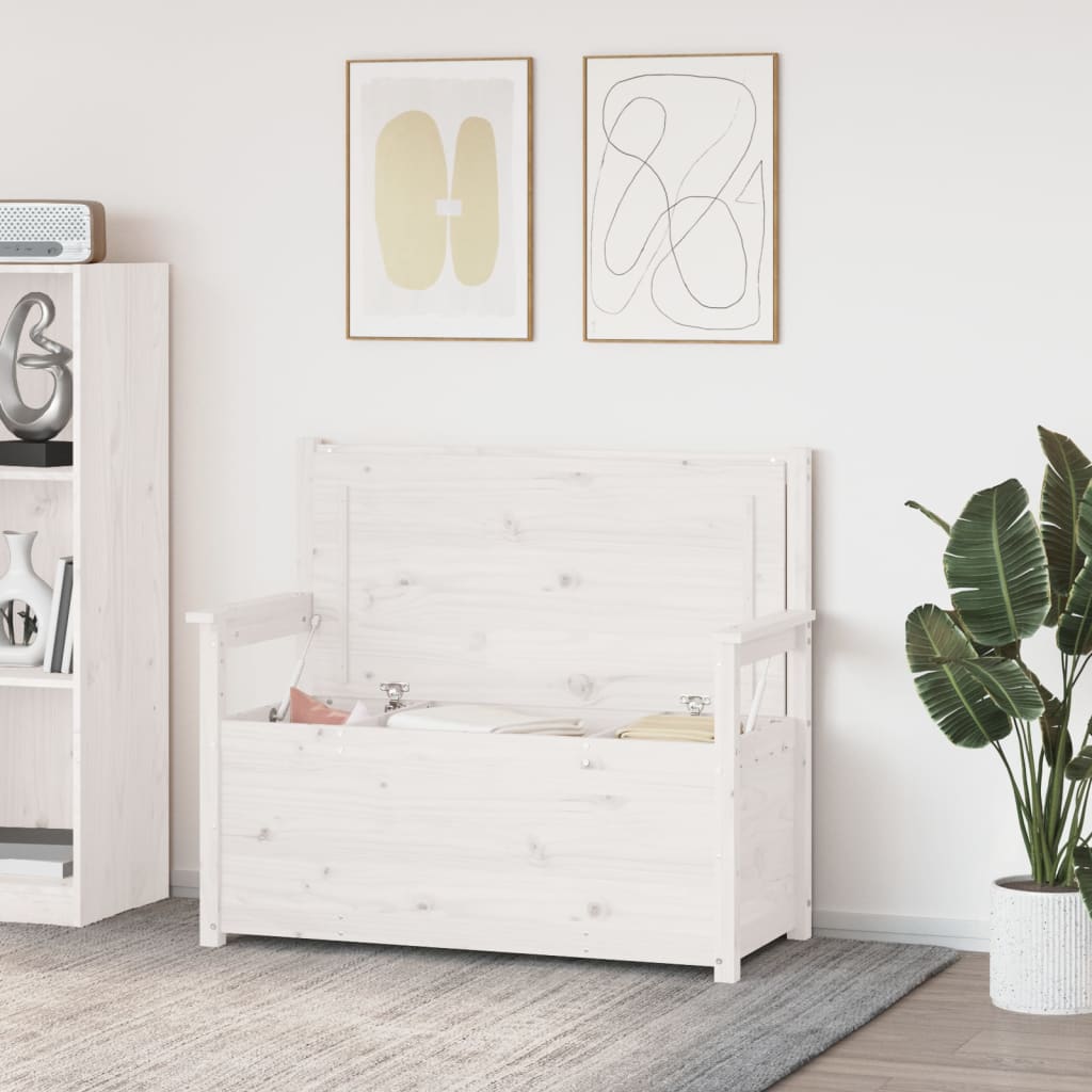 bænk 112,5x51x,5x96,5 cm massivt fyrretræ hvid
