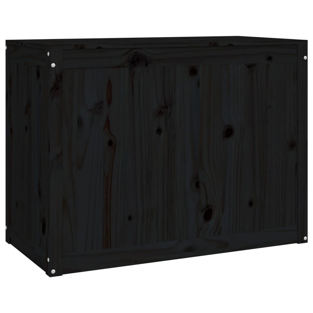 vasketøjskurv 88,5x44x66 cm massivt fyrretræ sort
