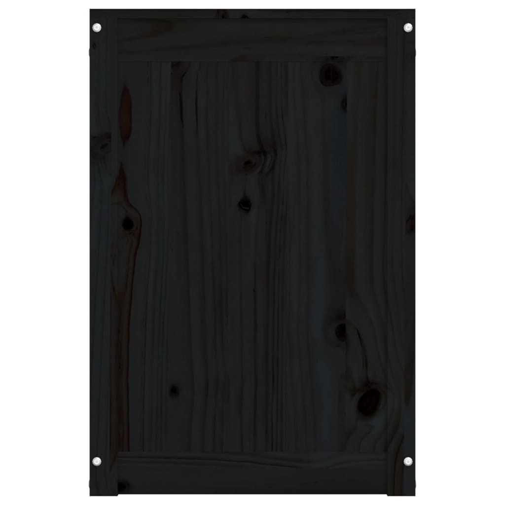 vasketøjskurv 88,5x44x66 cm massivt fyrretræ sort
