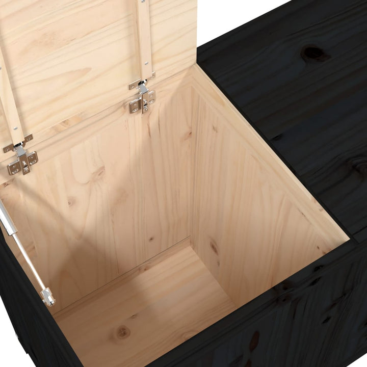 vasketøjskurv 88,5x44x66 cm massivt fyrretræ sort