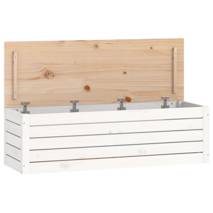 opbevaringskasse 109x36,5x33 cm massivt fyrretræ hvid