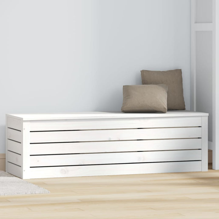 opbevaringskasse 109x36,5x33 cm massivt fyrretræ hvid