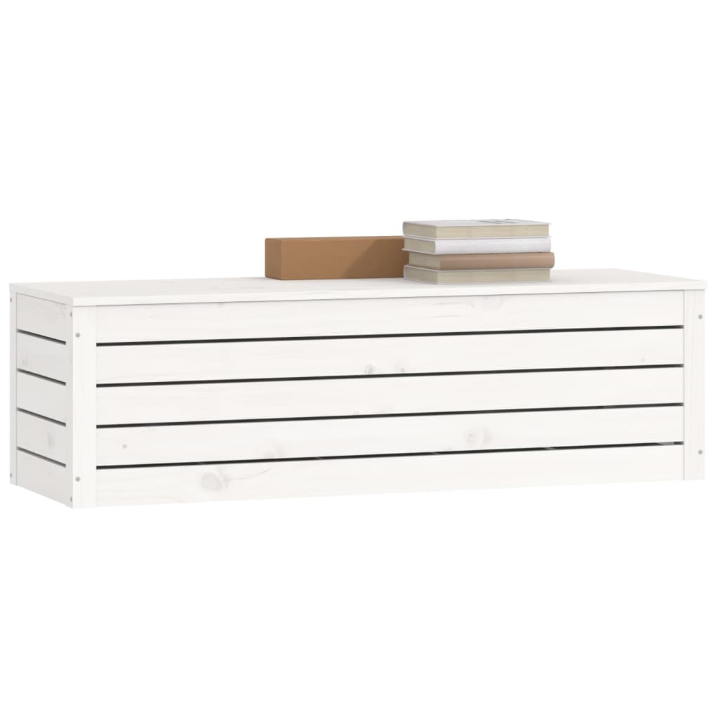 opbevaringskasse 109x36,5x33 cm massivt fyrretræ hvid